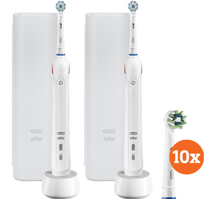 Oral-B PRO 2 2500 Duo Pack wit + Cross Action opzetborstels (10 stuks)