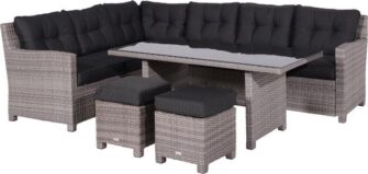 Garden Impressions Jaru lounge dining set incl. 2 krukjes - grijs