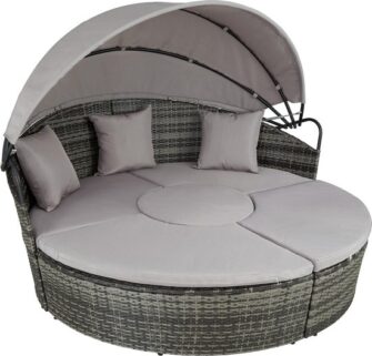 tectake - wicker zonne-eiland Santorini grijs - 403281