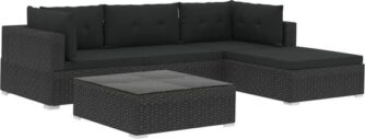 vidaXL Loungeset - Poly rattan -5 delig - Zwart